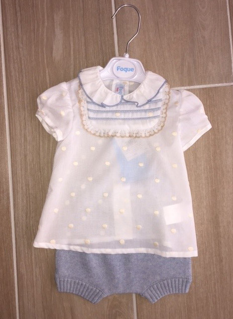 Blusa con short Foque conjunto en punto para bebé niño